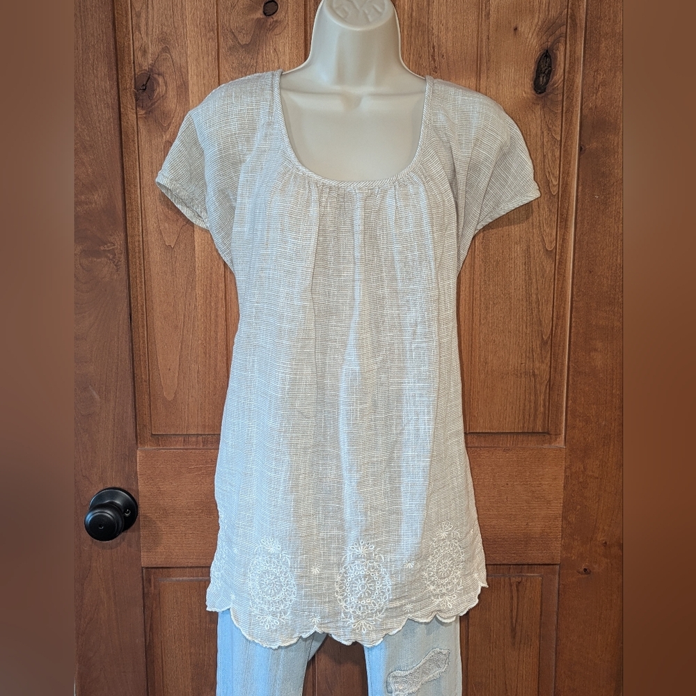 Sonoma‎ Cream Embroidered Blouse